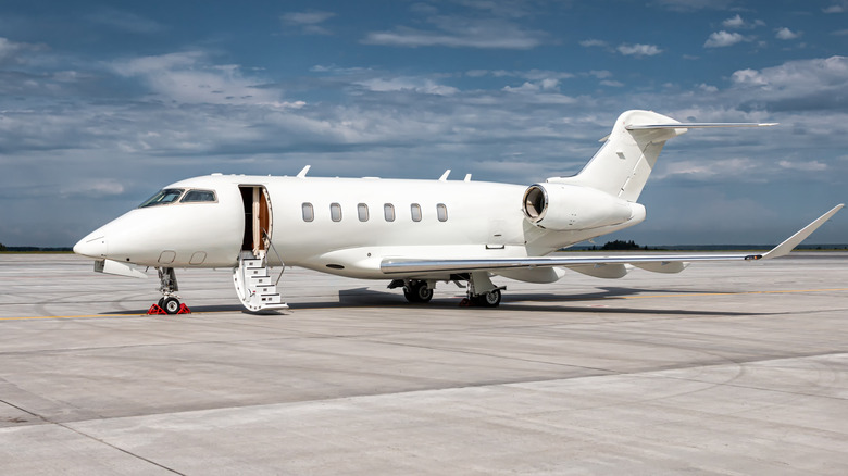 Business jet parked on the airport