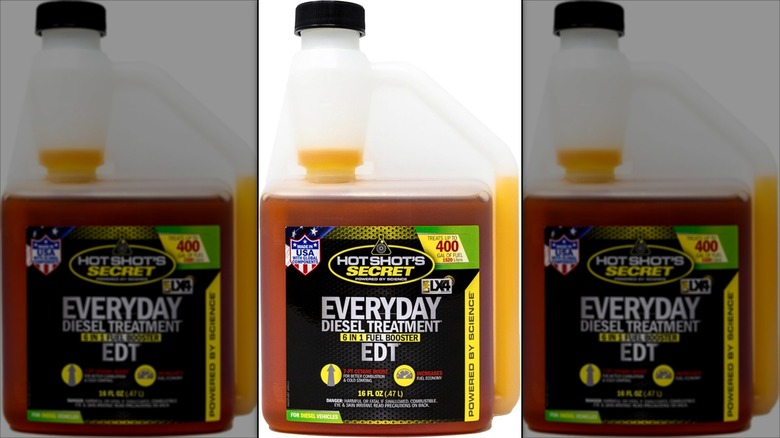 A bottle of Hot Shot's Secret diesel fuel additive.