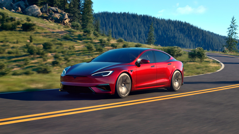 Tesla Model S seen from front 3/4 angle