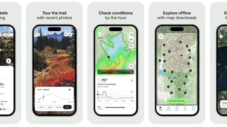 App story display showing features of AllTrails app