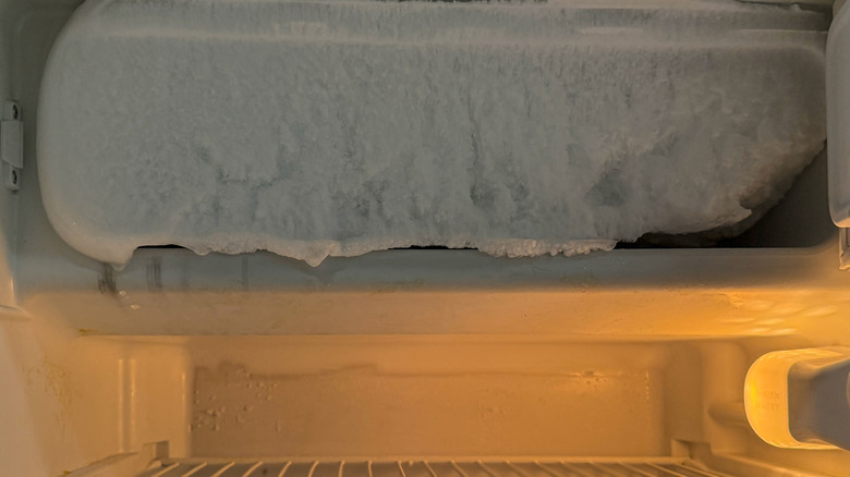 A freezer full of ice.