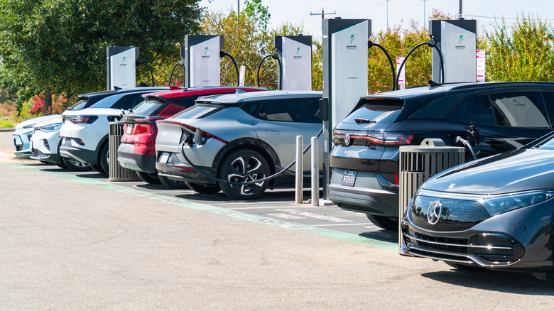 EVs charging at charging station