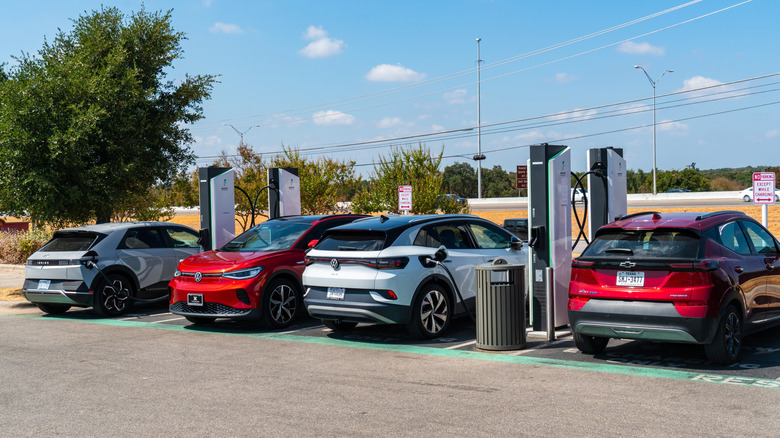 EVs charging at charging station