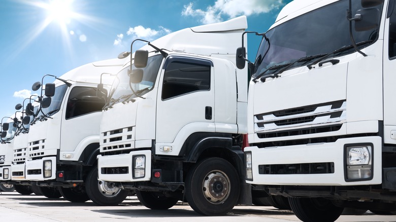 Idle semi trucks