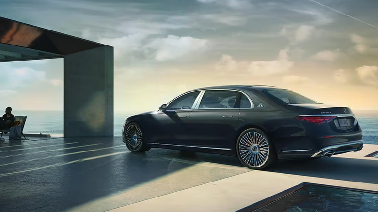 2021 Mercedes-Benz Maybach S580 parked at modern home