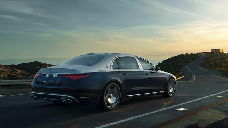 2021 Mercedes-Benz Maybach S580 driving down winding road