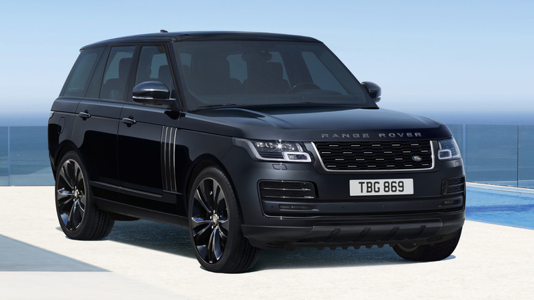 2021 Land Rover parked by a pool