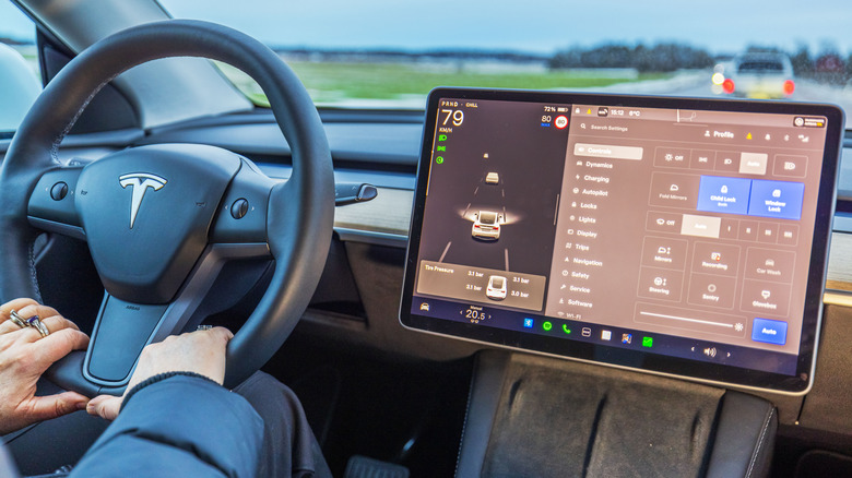 An interior view of a Tesla Model Y