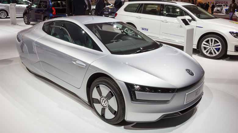 A Volkswagen XL1 on display at the AutoRAI 2015