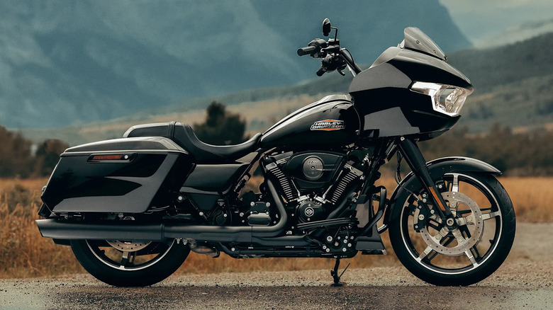 Harley Davidson Road Glide parked on dirt