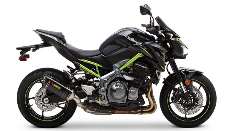black motorcycle with green frame