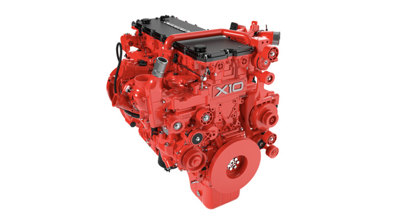 The Cummins X10 diesel engine with a plain white background.