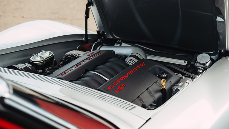 LS3 engine under the hood of a 1969 Chevrolet Corvette