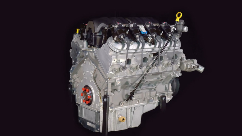 Chevrolet LS3 crate engine on a black background