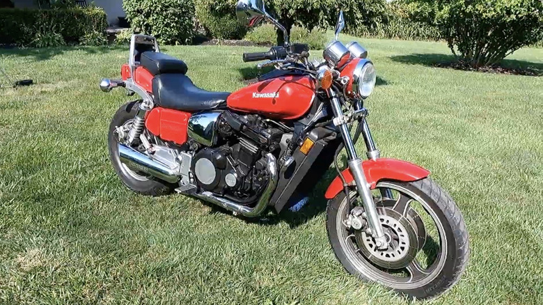 Red 1985 Kawasaki Eliminator on grass
