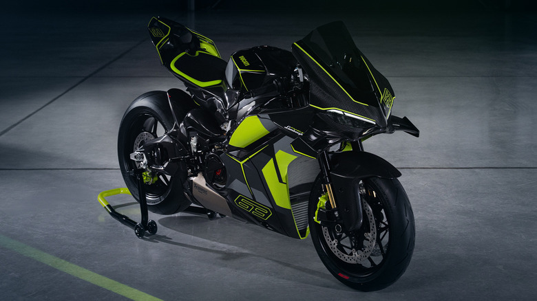 Ducati V4 Lamborghini parked on a stand