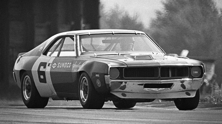 Mark Donohue racing an AMC Javelin at Mid-Ohio in 1970