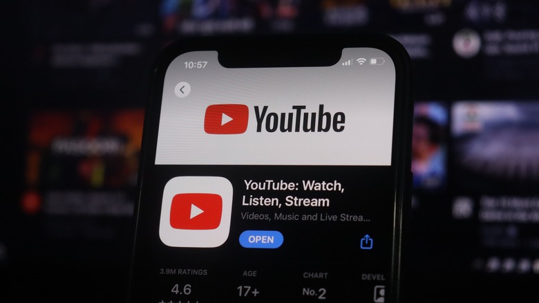 YouTube app seen on an iPhone screen