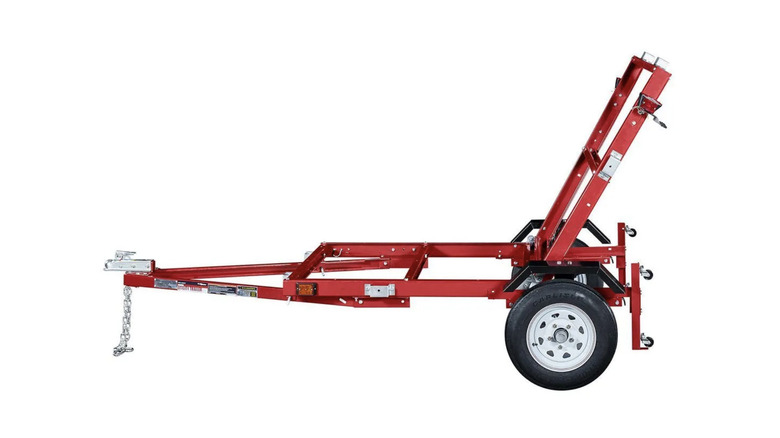 Harbor Freight 1,720-pound capacity utility trailer on white background partially folded