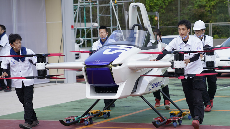 SkyDrive flying car parked 