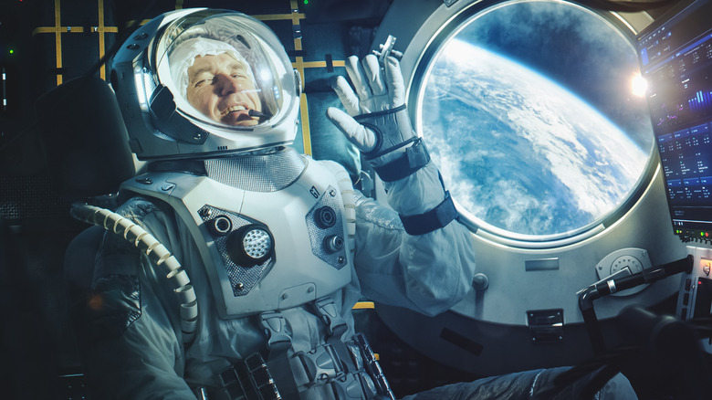 Happy astronaut onboard the International Space Station