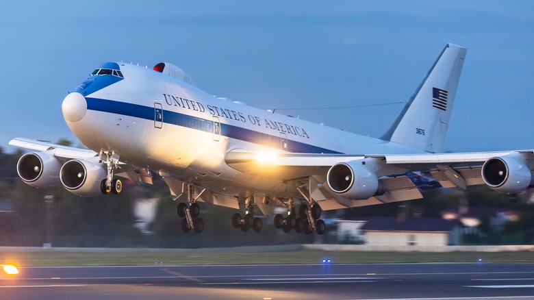 Boeing E-4B Doomsday plane taking off