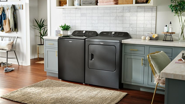 A Whirlpool washer and dryer set