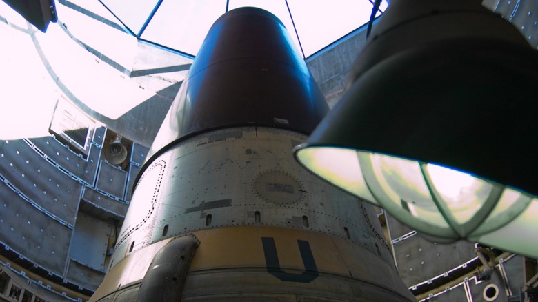 A Titan II warhead stage at top of missile in silo
