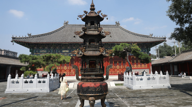Pagoda of the Miaoying Buddhist Temple in Beijing, China, an historical landmark of the Yuan Dynasty