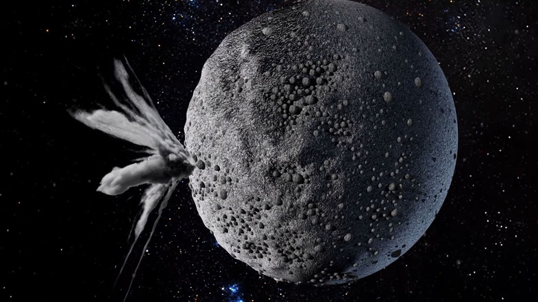 artist render of DART making impact with asteroid