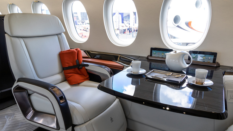 Interior of private jet.