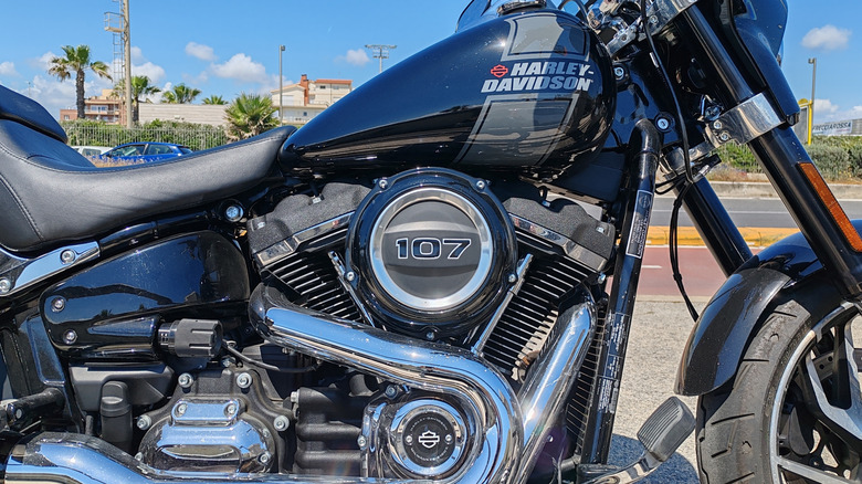 A Harley-Davidson with the Milwaukee-Eight 107 engine