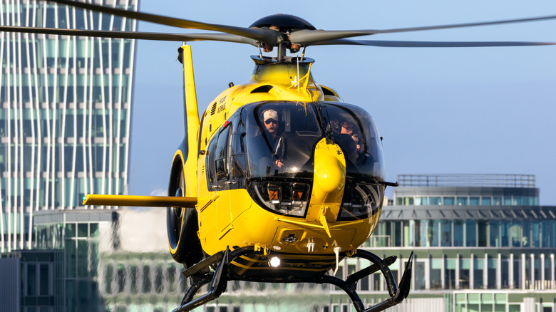 Airbus helicopter arriving at RAI Amsterdam Convention Centre