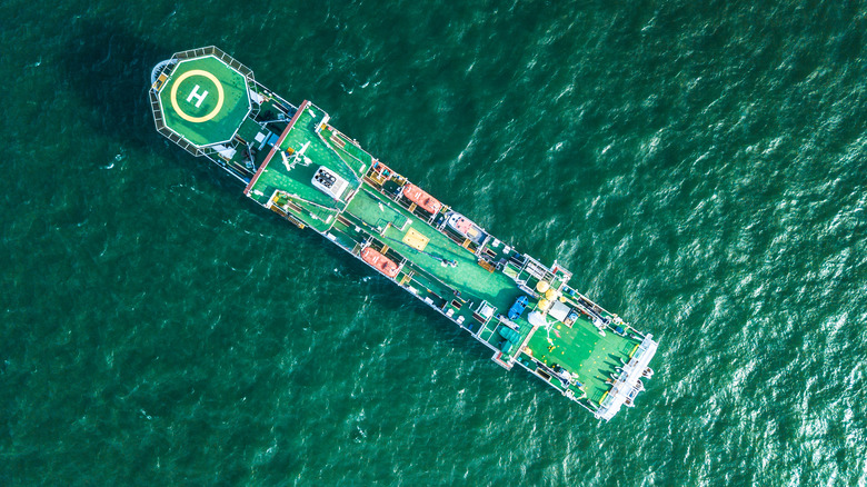 Cable laying ship anchored in Singapore 