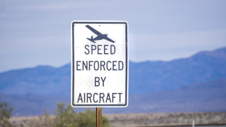 Speed enforced by aircraft sign