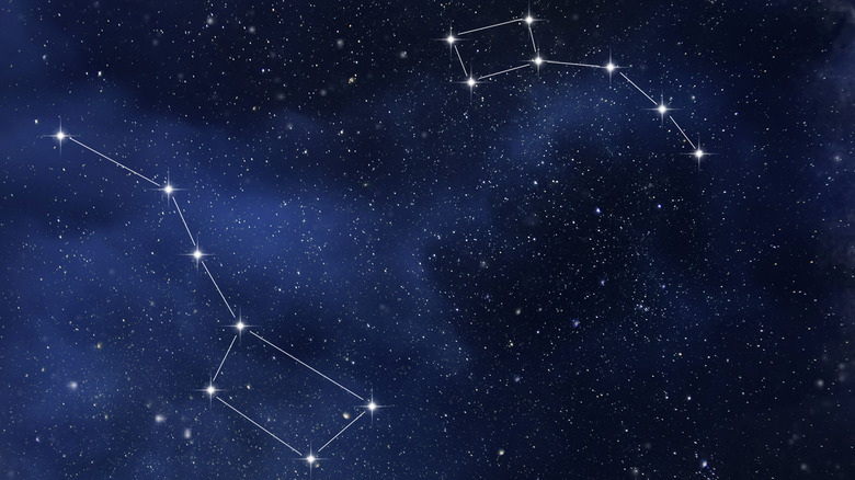 Big and little dippers in starry night sky