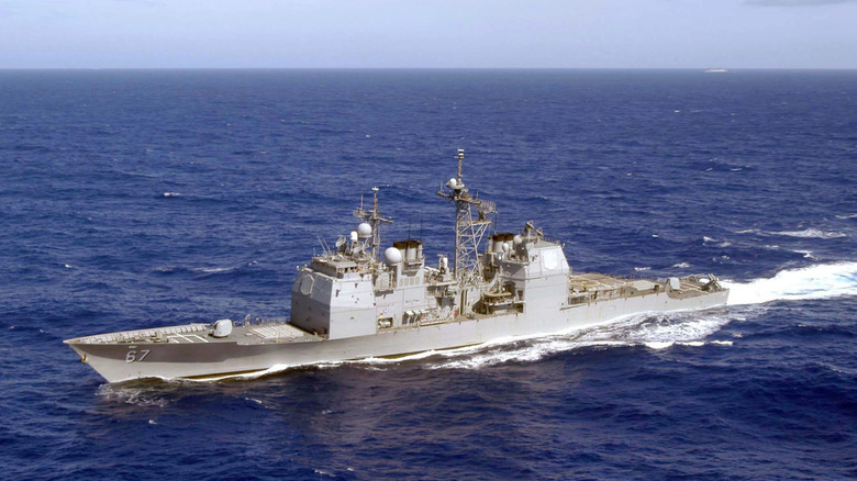 USS Shiloh on the water