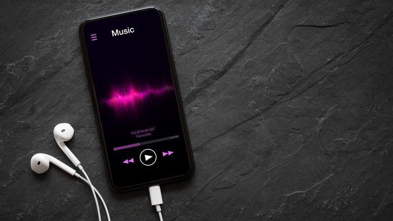Phone with a playlist on