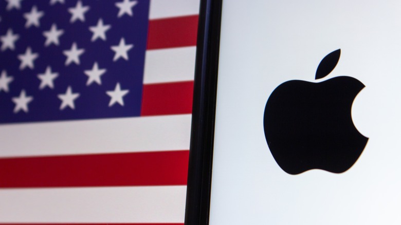 Apple logo alongside United States flag