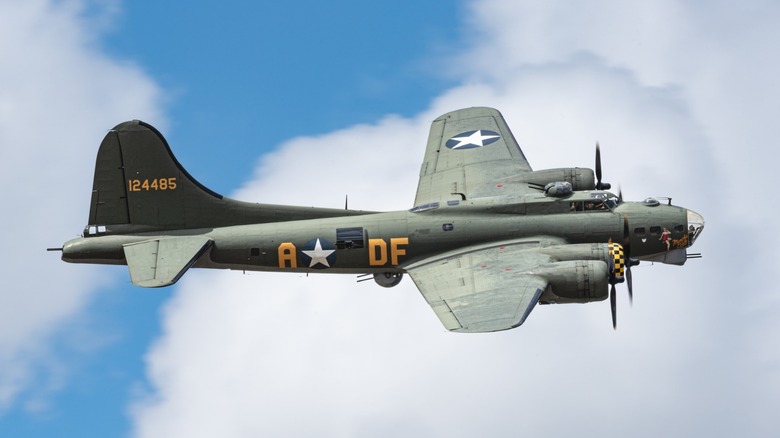 British B-17 flying through clouds