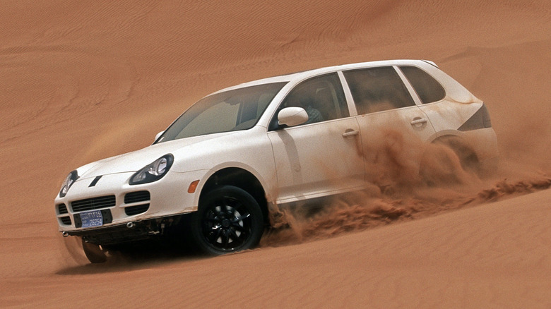 First-generation Porsche Cayenne prototype testing in Dubai desert