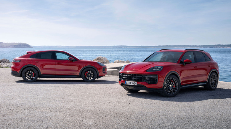 2025 Porsche Cayenne GTS Coupe and SUV by sea in Croatia