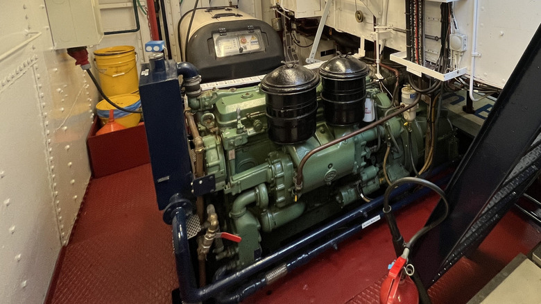 Detroit Diesel 6-71 engine in a ship's interior