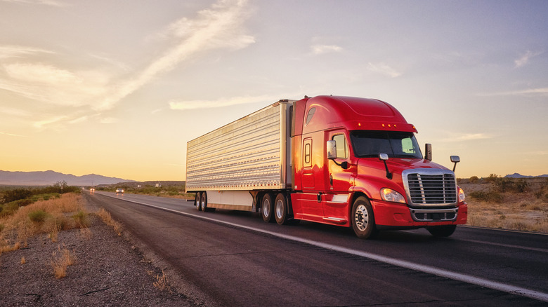 semi truck on country highway