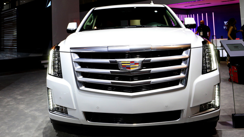 White Cadillac Escalade front view