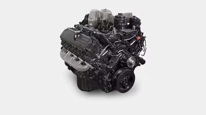 Ford 6.0-liter PowerStroke diesel engine on blank background