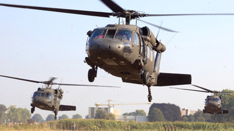 UH-60 Blackhawk helicopters flying