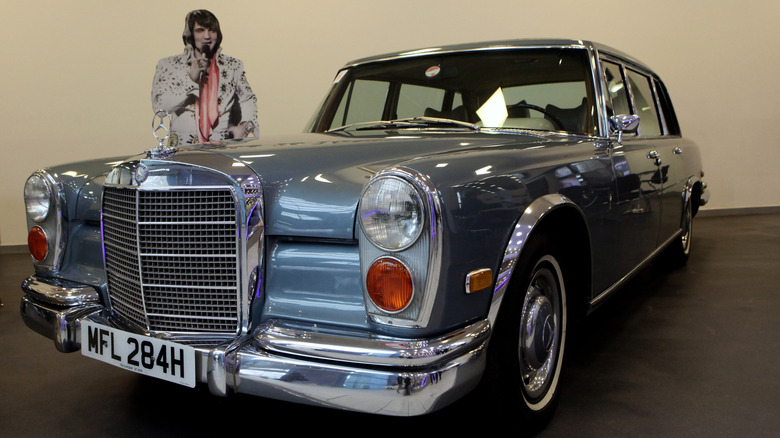 A Mercedes-Benz 600 Saloon Limousine formerly owned by Elvis Presley is displayed in Mercedes-Benz World prior to its auction on Dec. 6, 2010 in Weybridge, England.