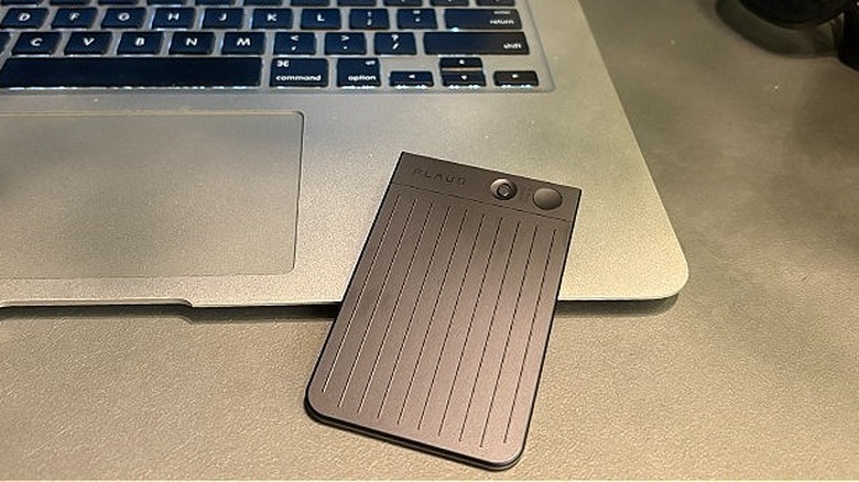 PLAUD Note near laptop