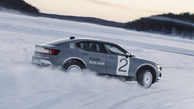 polestar 2 arctic drifting snow